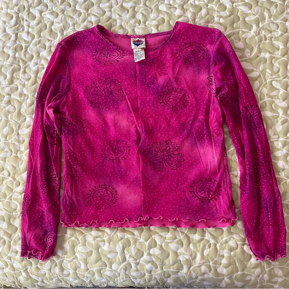 New Legends long sleeved pink blouse — girls size M 10/12